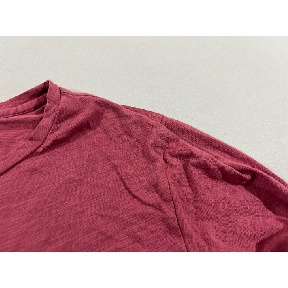 Garnet Hill Top Pink Soft Organic Cotton Blend Long Sleeve Pocket Crew Tee Sz M - Picture 3 of 9